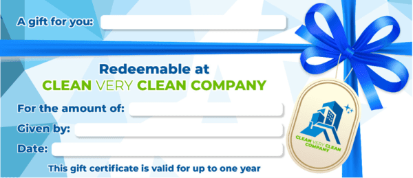 Clean Very Clean Gift Cards - Perfect gift for professional cleaning services